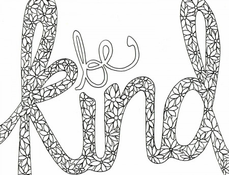 Be Kind Coloring Page, Simple Adult Coloring Page, Good ...