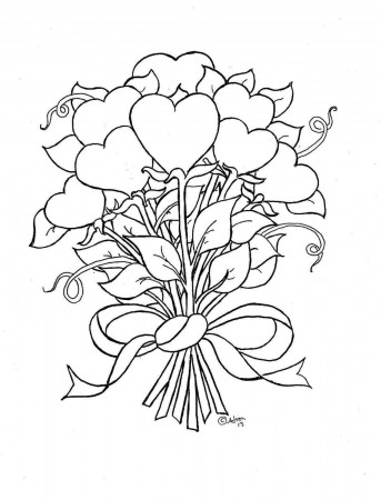 colouring pages hearts and flowers free printable heart coloring ...