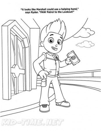 Ryder Paw Patrol Coloring Book Page | Free Coloring Book Pages ...