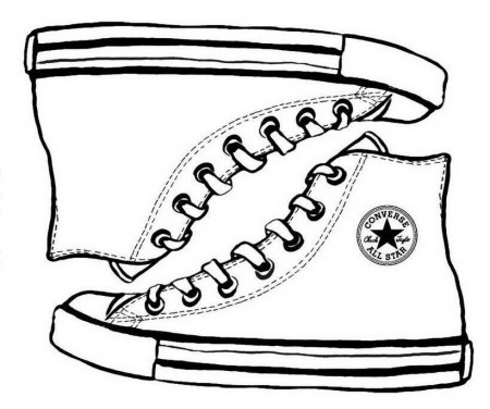 Converse Sketch Drawing Coloring Page Shoes | Sketsa ...