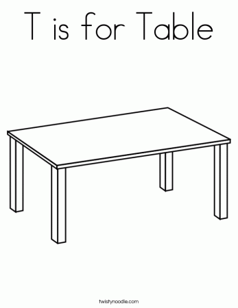 T is for Table Coloring Page - Twisty Noodle