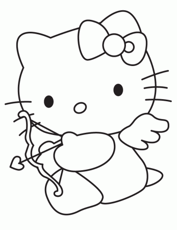 Cupid Hello Kitty Valentine Coloring Pages | Valentine Coloring ...