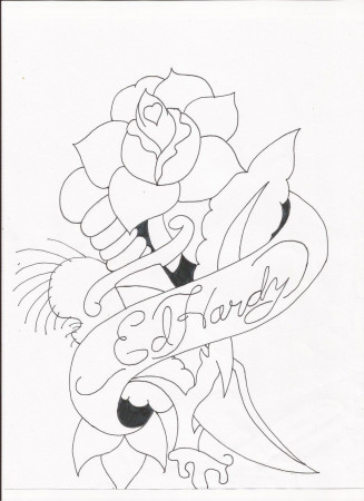 Rose coloring pages, Ed hardy, Ed hardy designs