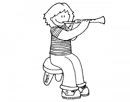Little girl with clarinet coloring page - Coloringcrew.com