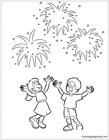 For Kids New Year Fireworks Coloring Pages - Happy New Year Coloring Pages  - Coloring Pages For Kids And Adults