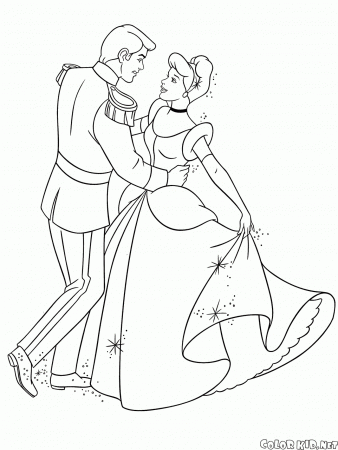 Coloring page - Prince asked Cinderella to dance