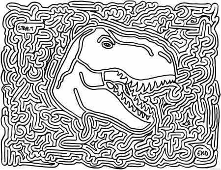Puzzle Coloring Pages Dinosaur Maze Puzzle Printable 2021 4949  Coloring4free - Coloring4Free.com