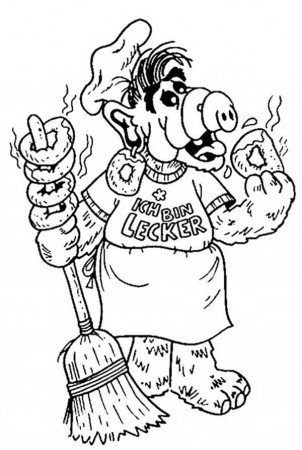 Alf Eating Donuts Coloring Pages : Batch Coloring