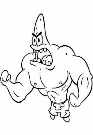Muscled Patrick Star is Angry Coloring Page - Free & Printable ...