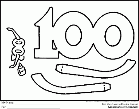 Free Printable 100 Day Of School Coloring Sheets - Coloring Page
