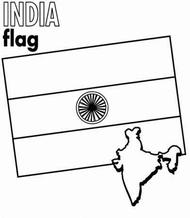 Map and Flag of India Coloring Page