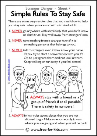 Rules to Stay Safe - Stranger Danger Coloring Pages