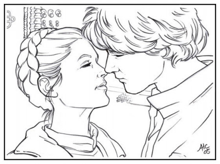 Han and Leia coloring page