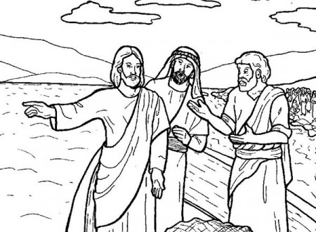 Jesus Tells Disciples To Fish Coloring Page : Coloring Sun
