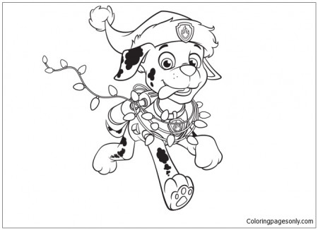 Paw Patrol Marshall Christmas Coloring Page - Free Coloring Pages Online