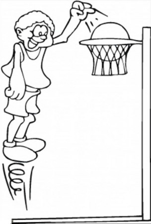 A Basketball Player Doing a High Jump to Make Score Coloring Page ...