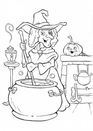 A Witch Making Potion On Halloween Day Coloring Page : Color Luna | Witch coloring  pages, Halloween coloring pages, Halloween coloring