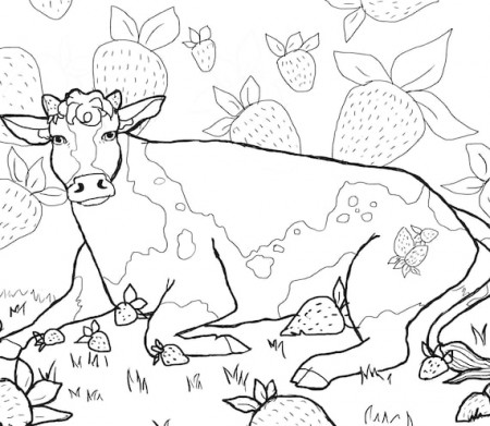 Strawberry Cow Downloadable Coloring Page - Etsy