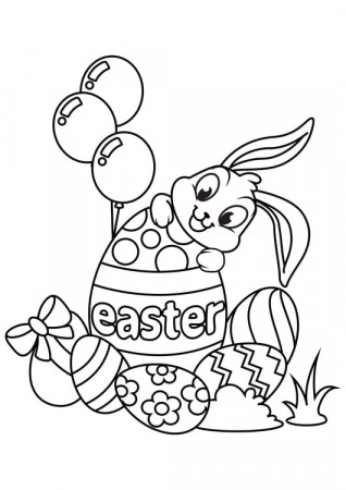 Coloring Page Easter bunny with Easter egg - free printable coloring pages  - Img 30853