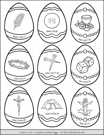 Scripture Verse Easter Eggs Coloring Page Cut Outs - Resurrection Eggs -  TheCatholicKid.com