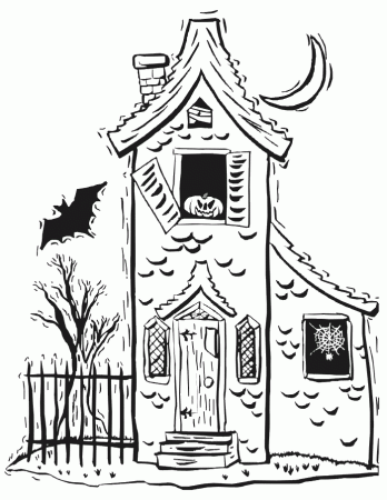 Haunted House Coloring : Haunted House Halloween Free Color Pages ...