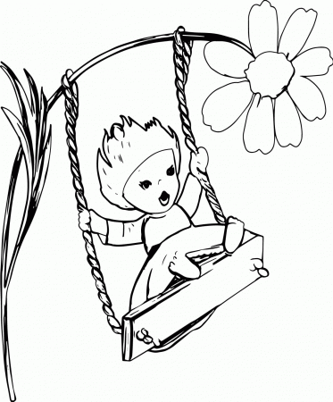 Swing Swing Girl Coloring Page | Wecoloringpage