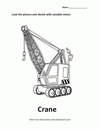 Vehicles Colouring Worksheet - Crane -