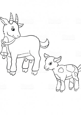 Coloring Pages | Baby Goat With Mother coloring page