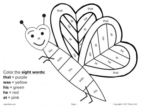 FREE Valentine's Day Color By Sight Word - 4 Printable Worksheets! –  SupplyMe