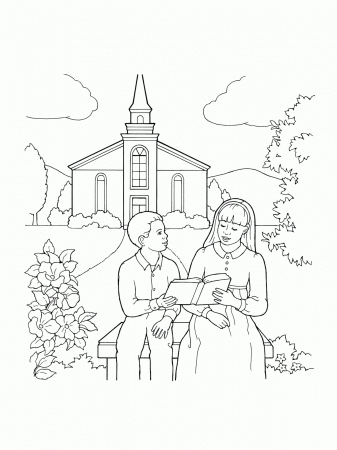Children Reading by Church