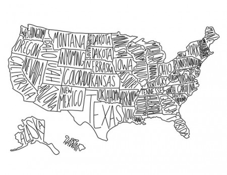 Digital Download United States Map Coloring Page State Map - Etsy