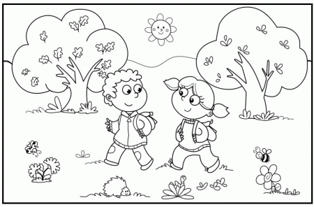 Happy Spring In Park Coloring Pages For Kids #d7i : Printable ...