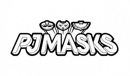 PJ Masks Logo Black and White Clipart