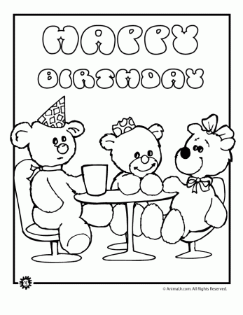 Teddy Bear Birthday Coloring Pages | Animal Jr.