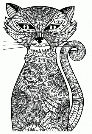 Animal - Coloring Pages for adults : coloring-adult-cat - Page 3 ...