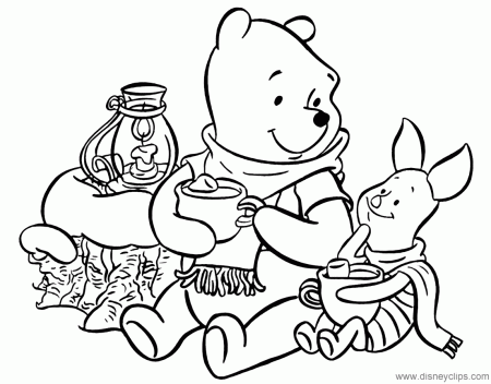 Winnie the Pooh & Piglet Coloring Pages (2) | Disneyclips.com