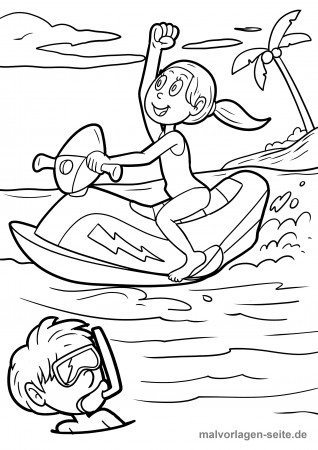 Coloring page jet ski | Vehicles Vacation - Free Coloring Pages