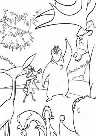 Boog Meets The Other Animals In Open Season Coloring Pages : Bulk Color