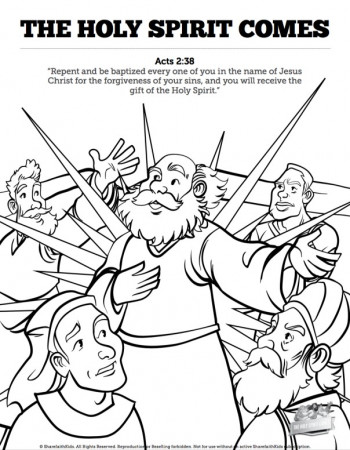 Acts 2 The Holy Spirit Comes Sunday School Coloring Pages | Sharefaith Kids