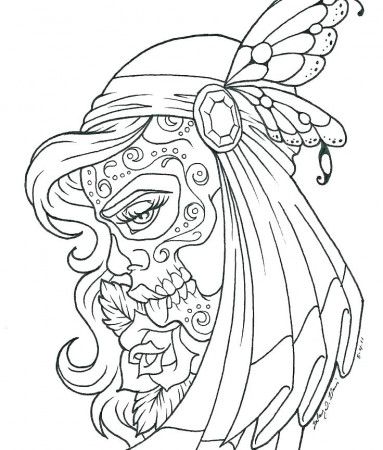 Tattoo Coloring Pages To Print Girl Skull Page Printable ...