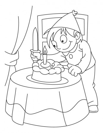 A boy cutting his birthday cake coloring pages | Download Free A boy cutting  his birthday cake coloring pages for kids | Best Coloring Pages