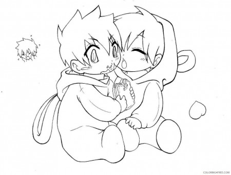 cute anime couple coloring pages chibi Coloring4free ...