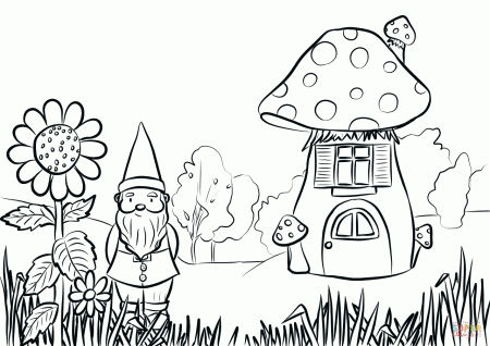 Gnome in the Garden coloring page | Free Printable Coloring Pages