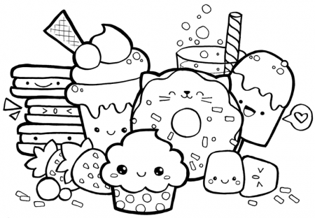 cute kawaii food with faces coloring page | Cute doodle art, Cute ...