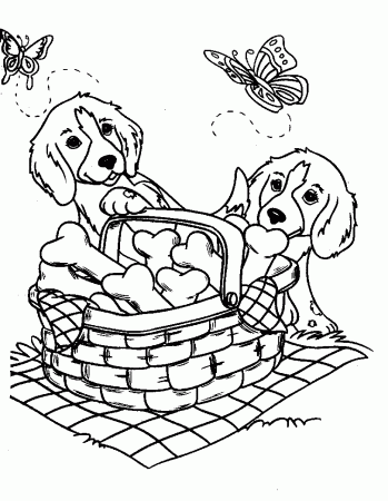 Dogs And Puppies A Cute Puppy Holding Balloons Coloring Page ...