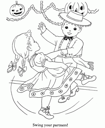 Halloween Party Coloring Page Sheets - Halloween Party Dance 