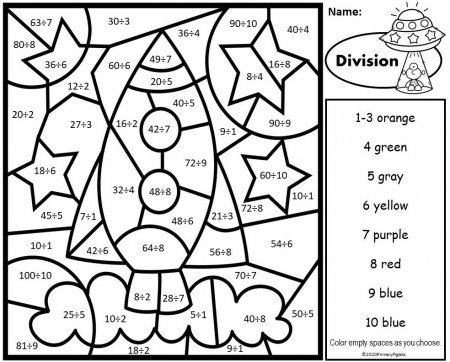 Color by Number Multiplication Division Space Bundle of 3 - Made By Teachers