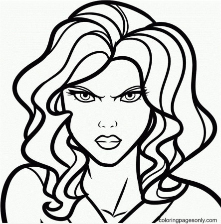 Black Widow Face Angry Girl Coloring Pages - Angry Face Coloring Pages - Coloring  Pages For Kids And Adults