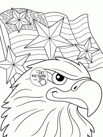 Eagle and Independence Day of America coloring page for kids ...