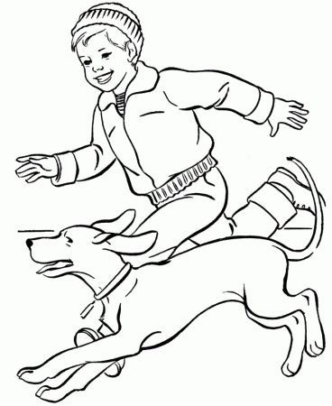 Boy And Puppy Coloring Pages - Coloring Pages For All Ages